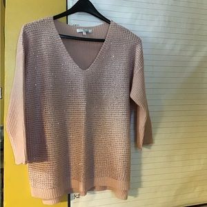 COMPANY -  ELLEN TRACY, women’s V neck sweater szXL  pink and silver